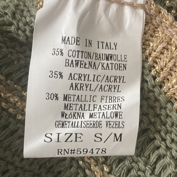 Floris Lurex Crochet Knit Maxi Dress NWT in Sage Gold Metallic Made in Italy - Picture 14 of 15